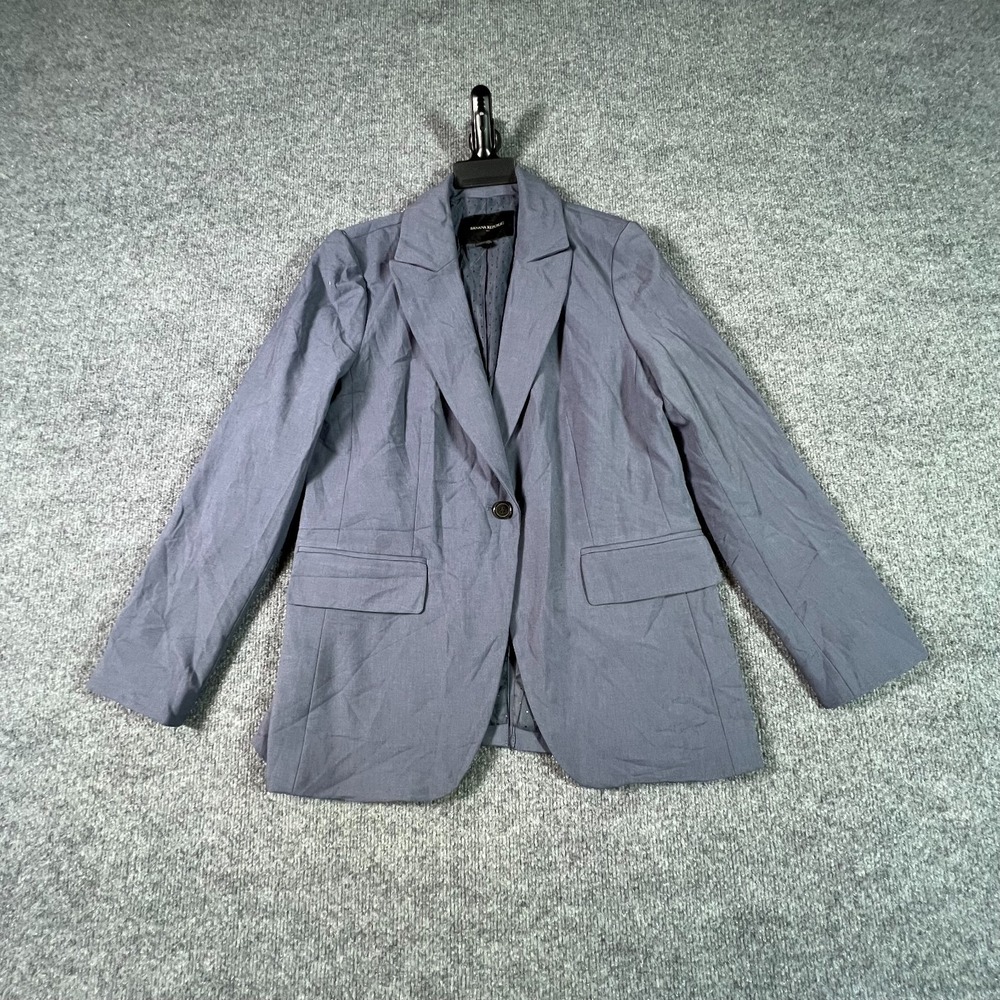 Banana Republic Blazer Coat Women's 4P Blue Polyester Notch-Lapel Preppy Stretch